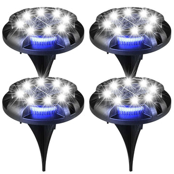4pcs Solar Ground Light -12 LEDs Solar Disk Light- IP65 Waterproof- for Pathway Garden Lights